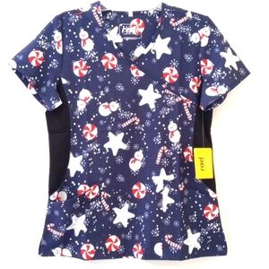 REVEL PREMIUM STRETCH V-NECK 2  POCKET MEDICAL SCRUB UNIFORM TOP SIZE MEDIUM NWT